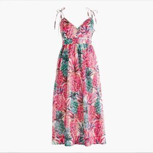 J. Crew Pineapple Sundress Size 14 100% Cotton Palm Beach Tropical Hawaiian